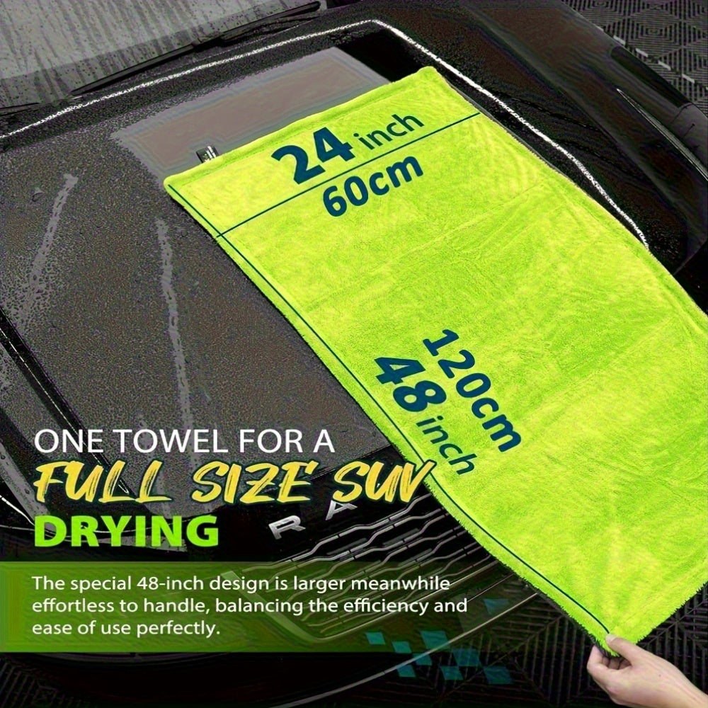Full-Size SUV Truck Drying Towel - 121.92cm x 60.96cm Dual-Sided Microfiber, High Absorbency & Scratch-Resistant, Machine Washable for Car Cleaning & Drying, Vehicle Wash Accessories, High Absorbency Fabric