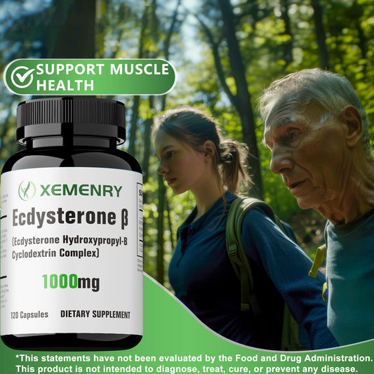 XEMENRY Ecdysterone Beta-Acetate Steroid Supplement, Cyclodextrin Complex, 1000 for MG, 120 Capsules Dietary Supplement, Performance Booster, Highpotency Formula, Convenient Packaging, Premium Quality, Pure Steroid Extract, A
