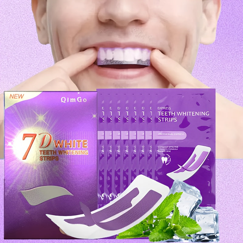 28pcs/14pairs 7D Purple Teeth Strips - Paraben-Free, Daily & Travel Use, Patches for Natural White Light Beige, Easy Apply &, Daily Teeth Care, Sleek Packaging, Parabenfree Material