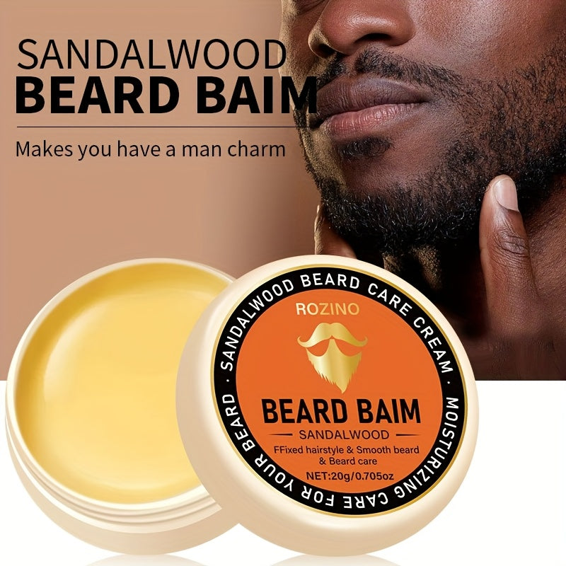 ROZINO Sandalwood Beard Care Cream, 20g - Hypoallergenic, Moisturizing & Gentle Cleansing for Men, Promotes Smooth, Shiny Beard