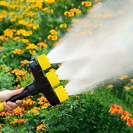 1pc Adjustable Multi-Head Garden Hose Nozzle Sprayer, Durable Plastic, Sleek Black Design, Efficient Watering for Lawn, Vegetables & Flowers, Fits US Garden Hoses, Garden Watering Tool