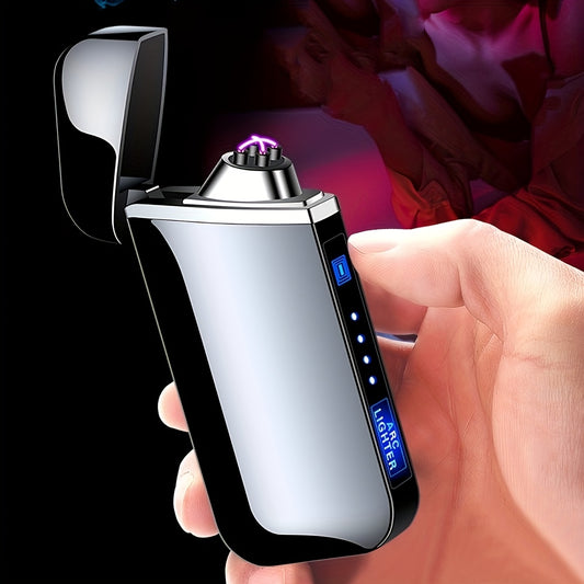 Rechargeable Electronic Windproof Burner, Dual Arc USB Plasma Flameless Burner for Outdoor Camping and BBQ Survival Kit - Perfect Valentine's Gift for Dad, Boyfriend, or Husband