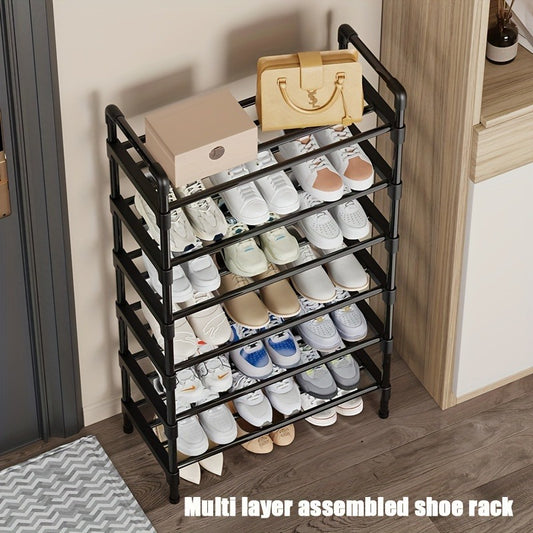 1pc Multi-Layer Shoe Rack, Black Shoe Storage Stand, Simple Household Shoe Storage and Organization, Multifunctional Storage Shelf, Space Saving Shoe Rack, Suitable for Doorway, Bedroom, Corridor