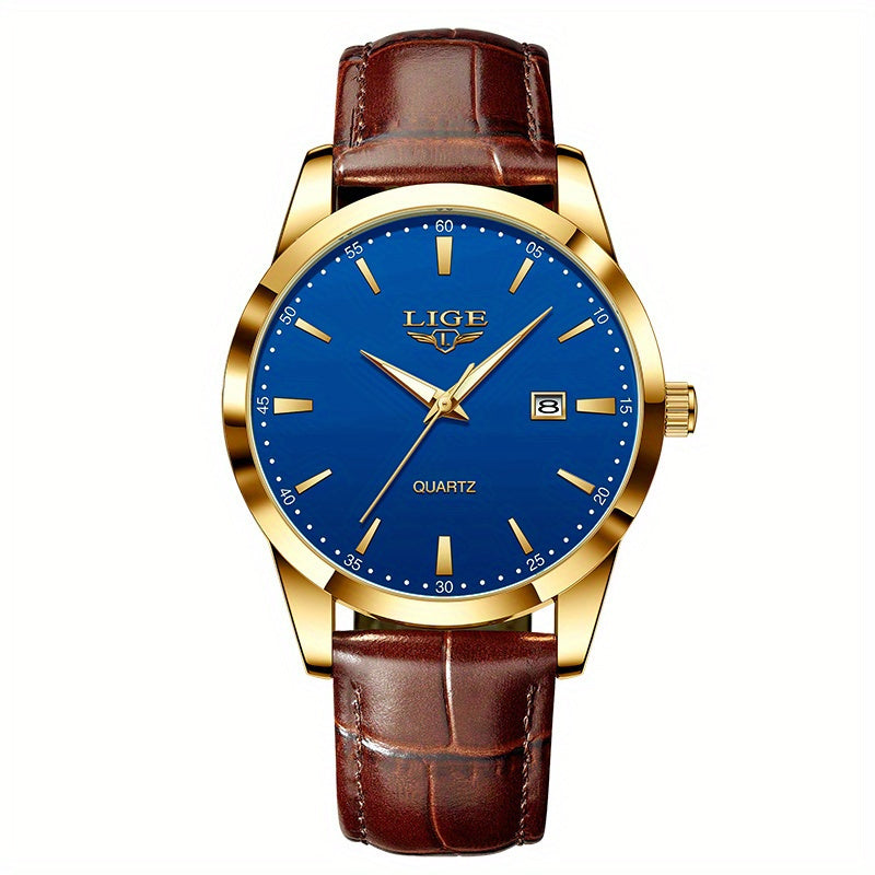 LIGE Fashion New Quartz Watch Multi Functional Glow Watch Single Calendar Three Needle Simple Band Watch men&women's Business Watch, Suitable for Women&women