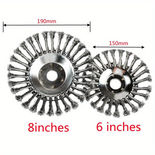 Upgrade 6/8 Inch Metal Weed Brush Cutter Head Lawn Mower Universal Grass Trimmer Head Steel Wire Wheel Brush Garden Trimmer Head
