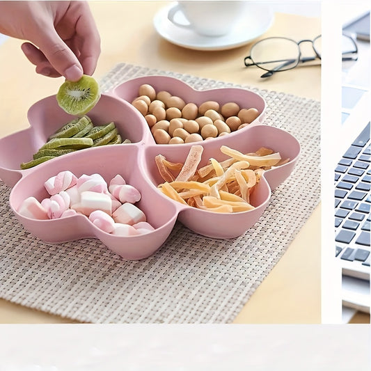 1 Heart-Shaped Food-Grade Plastic Divided Tray - Multi-Use Snack, Dessert, Fruit Serving Plate for Living Room and Coffee Table - Ideal for Parties, Weddings, and Coffee Shops, Coffee Table Decor | Modern Serving Tray | Durab
