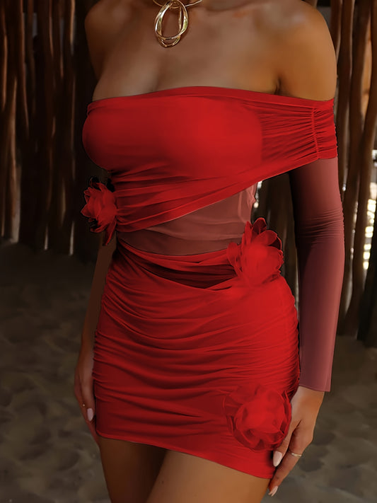 Women'S Sexy One-Shoulder party & Formal Dress - Bodycon Evening gown, Red, for Beach Vacation, Night Out, Special Events - All-Season Elegant Evening Attire, Beach Dresses, Night Out Outfit, Offshoulder Design, Sleek Silhoue