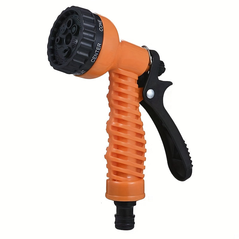High-Pressure Adjustable Nozzle Garden Watering Gun - Lightweight Durable Plastic, Ergonomic Orange and Black Grip, Suitable for American/European Hoses - Ideal for Lawn Care, Car Washing, and Outdoor Watering, Comfortable Ha