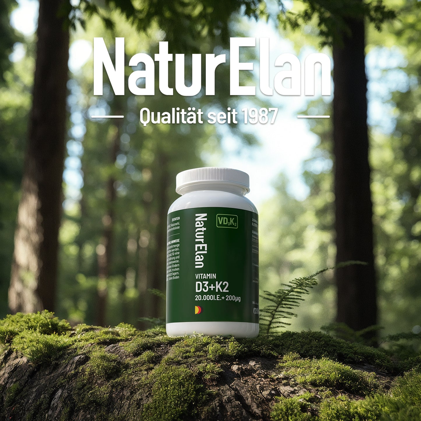 High-dose Vitamin D3 K2 capsules - 20000I.E. + Vitamin K2 MK7 200 mcg per dose, 20 days per capsule, 1000 IU Vitamin D per day, 180 vegetarian capsules, without additives, produced in Germany