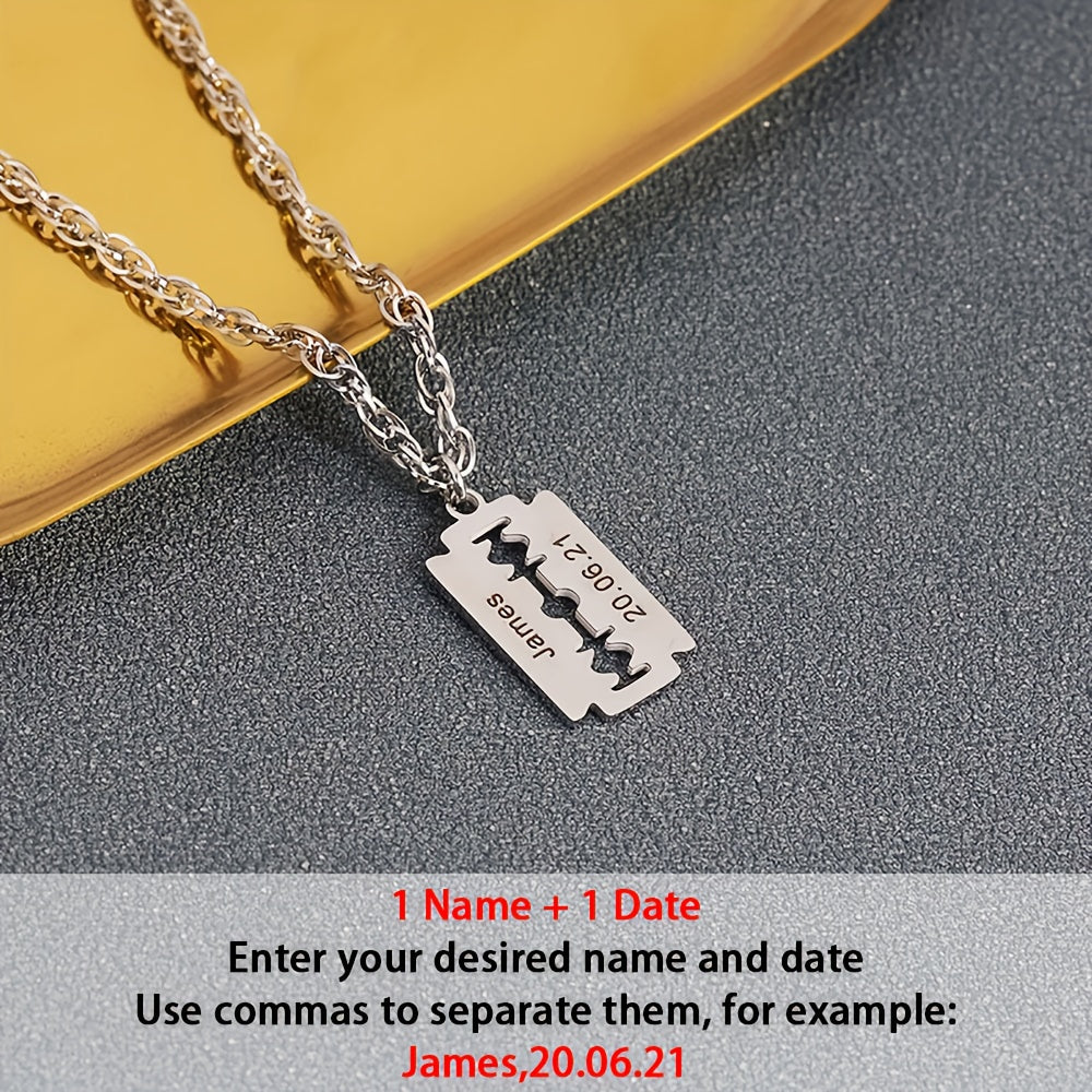 Custom 18K Gold Plated 18K Gold Plated-Plated Razor Blade Pendant Necklace, a Personalized Accessory for Men, Made of 304L 304L 304L Stainless Steel Suitable for Everyday Wear, a Unique Gift for Him for Birthdays, Holidays, W