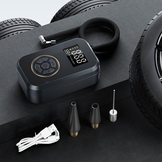 150PSI Portable Air Compressor Tire Inflator - Cordless Tire Pump with Digital Pressure Gauge, LED Light, USB Charging, And Rechargeable Lithium Battery - Perfect for Car, Bike, Motorcycle, And Ball Inflation