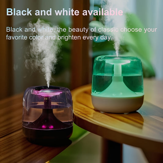 Colorful Acrylic Humidifier with Night Light - Continuous & Intermittent Spray, Essential Oil Diffuser, 7 Color LED Light, USB Powered, Ideal for Living Room, Bedroom, Office, Bedroom Humidifier | Modern Humidifier | Colorful