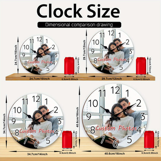 1pc Personalized Woodcut Wall Clock Personalized-Clocks Retail Clock Good Walls Clocks ChefWalls Clockserk Customized Valentine's Decorative Scullery Washroom Playroom Style Battery Operated Not Included