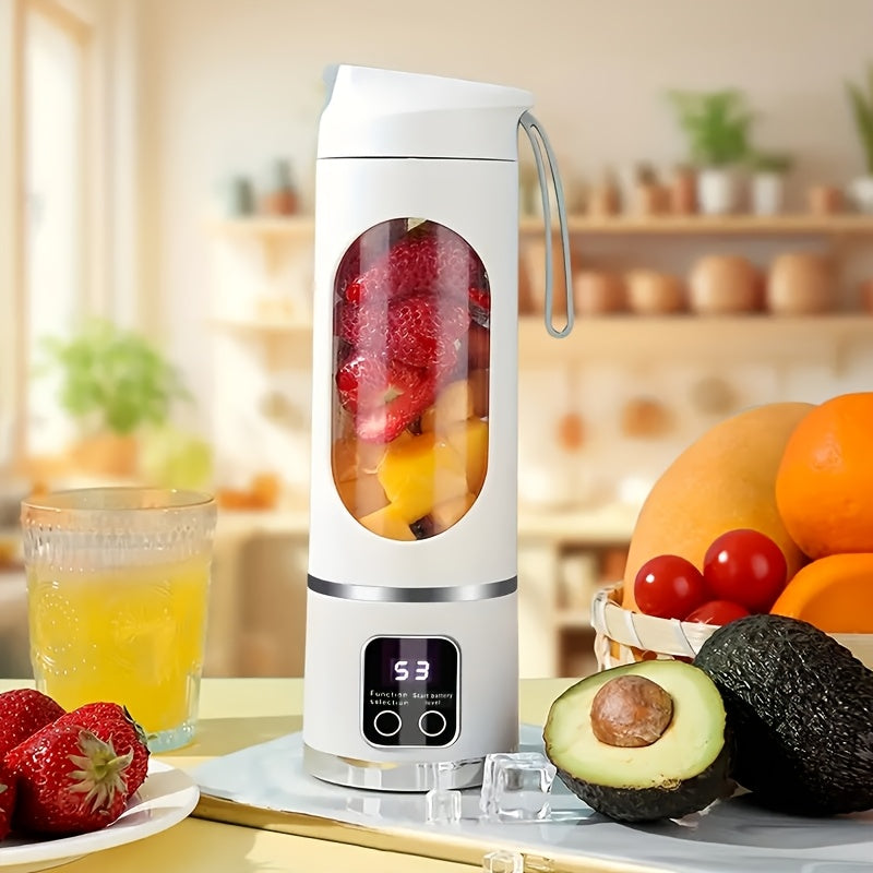 USB-Powered Portable Blender & Juicer with Digital Display, Stainless Steel Blade & Large Capacity (10.14-16.91oz) - Cordless Electric Mixer for Smoothies, Ice, Fresh Fruit Drinks - Compact Design with Ergonomic Handle, Speed