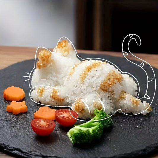 1pc WhimsyCat Creative Cat-Shaped Sushi Mold, Plastic Japanese Rice Mold for DIY Sushi Making, Fun Kitchen Gadget for Culinary Enthusiasts