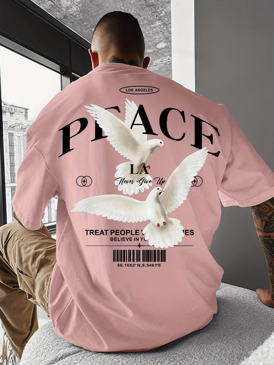 Men's Round Neck American Street Letter Loose T-Shirt