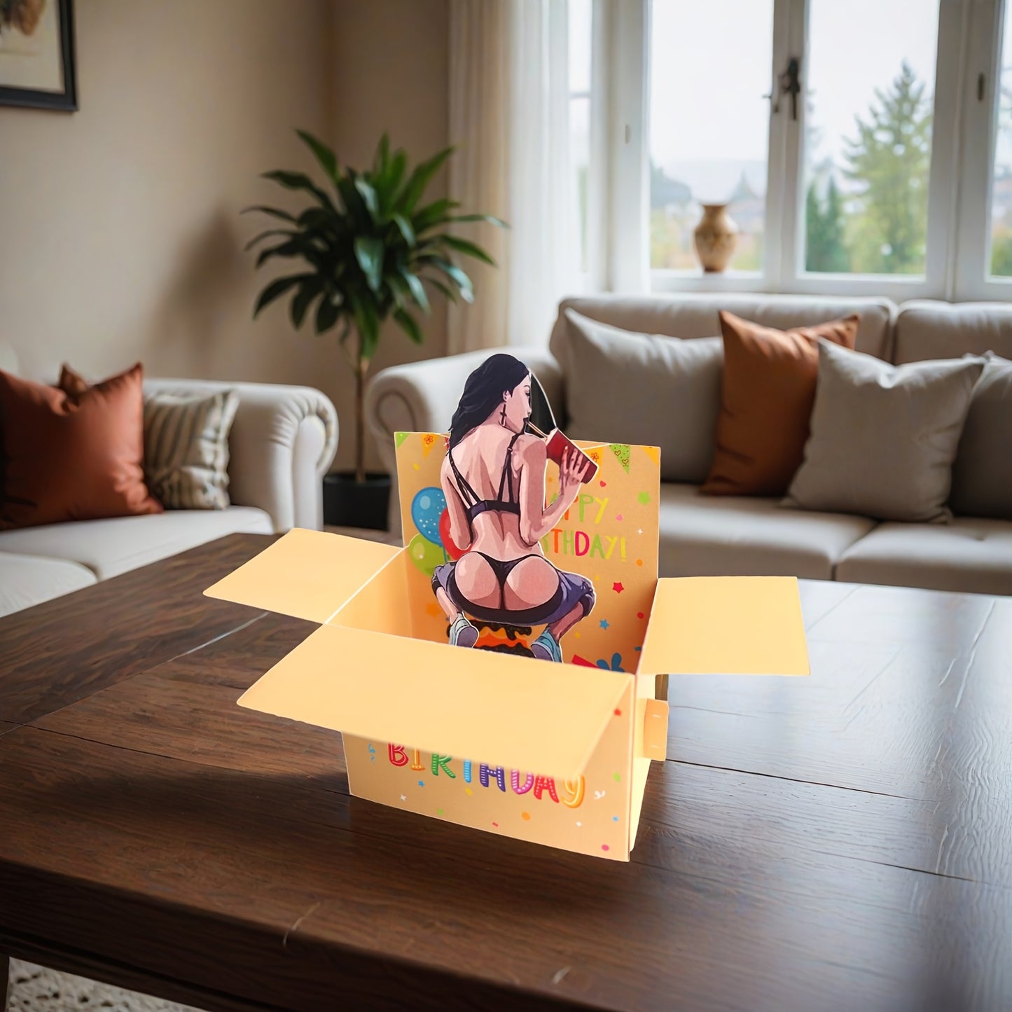 1pc Beauty Girl Happy Happy Birthday Card, Perfect Gift to Buddy, Besite & Brother for Prank, with Note Card Behind and Envelop, Party Supply, Party Invitaion Card, Friendship Greeting Card