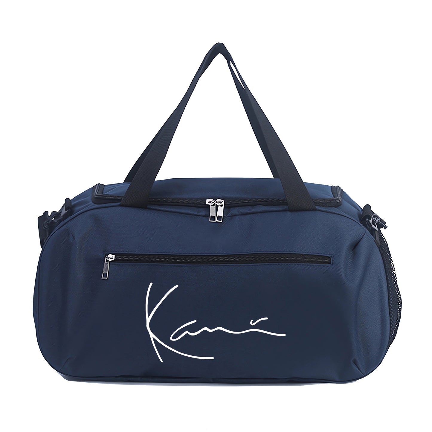 Karl Kani KK Signature Letter Print Duffel Bag, Athletic Carryall, Large Capacity Lightweight Sports Bag with Reinforced Grab Handles, Machine Washable Oxford Fabric for Yoga, Fitness Training, handbag for teenager