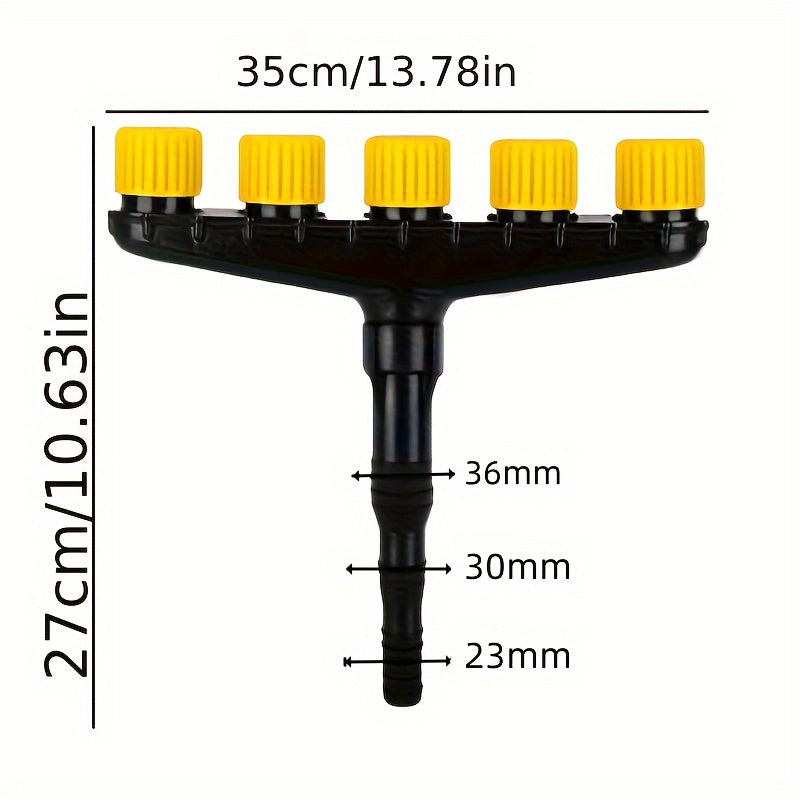 1pc Adjustable Multi-Head Garden Hose Nozzle Sprayer, Durable Plastic, Sleek Black Design, Efficient Watering for Lawn, Vegetables & Flowers, Fits US Garden Hoses, Garden Watering Tool