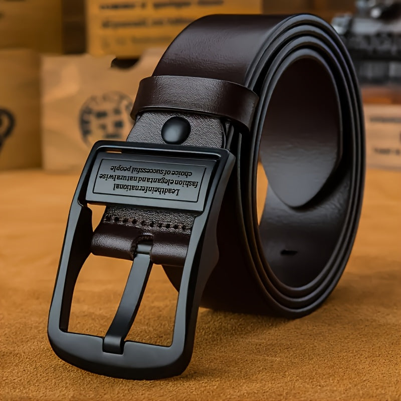 Men's Genuine Leather Belt, Vintage Cowhide Buckle Belt with Double-Ended Shoulder Straps, Business Casual Pants Belt