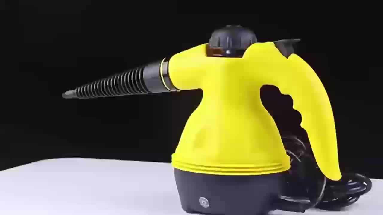 ESUPER Handheld Pressurized Steam Cleaner - 600W 220-240V Multi-Surface Steamer with 3 Brush Heads, 2 Nozzles & 2 Attachments for Home, Car, Upholstery, Grout - Ergonomic Design, Durable ABS Resin, European Plug, 350ml Capaci