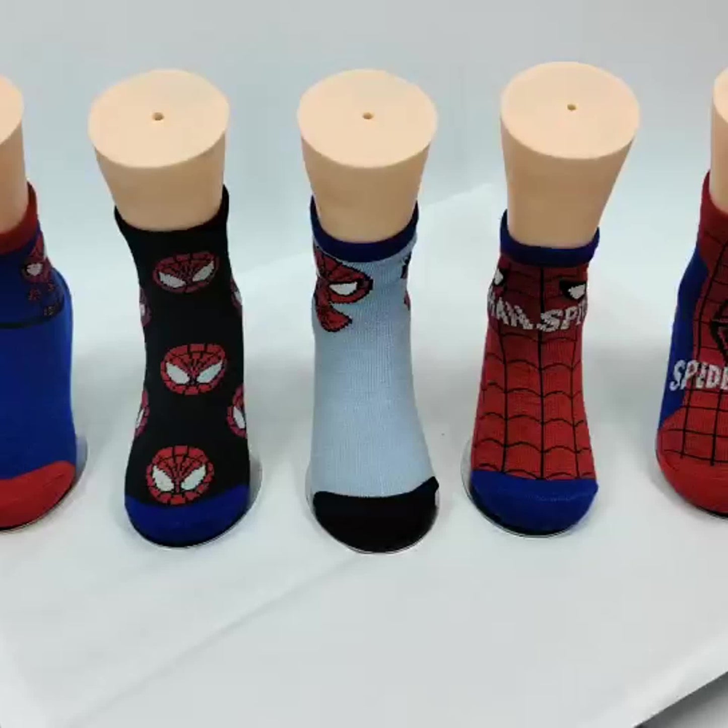 5 Pairs of Marvel Cartoon Character Spider Socks "Swing Into Action! Spider-Hero Kids Socks - Web-Slinging Fun for Little Heroes!" Youngsters' Mid-Calf Socks