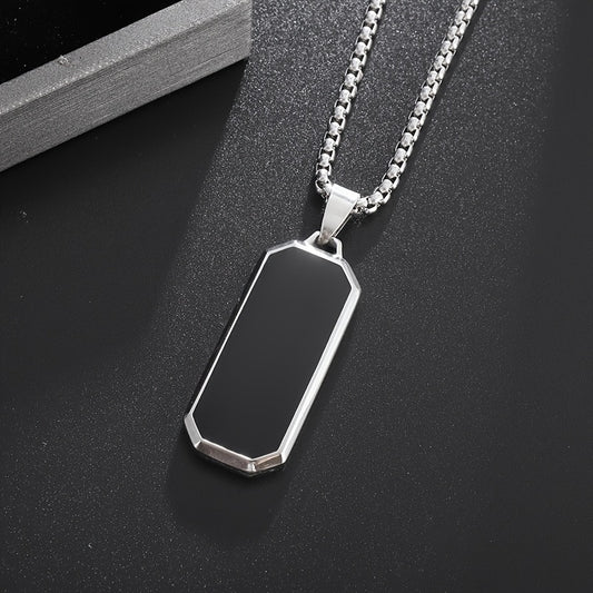 Elegant Men's Necklace with Sophisticated Black Drip Oil Pendant - Unique Geometric Design, Perfect for Every Occasion, Elegant Necklace