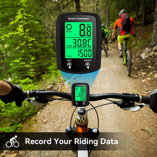 Oein Bike Computer Wired, Bicycle Odometer Wired MPH KM/H, Bike Speedometer Bike Odometer with Touch Sensor Switch, Big Digital LCD Screen, Automatic Wake-u