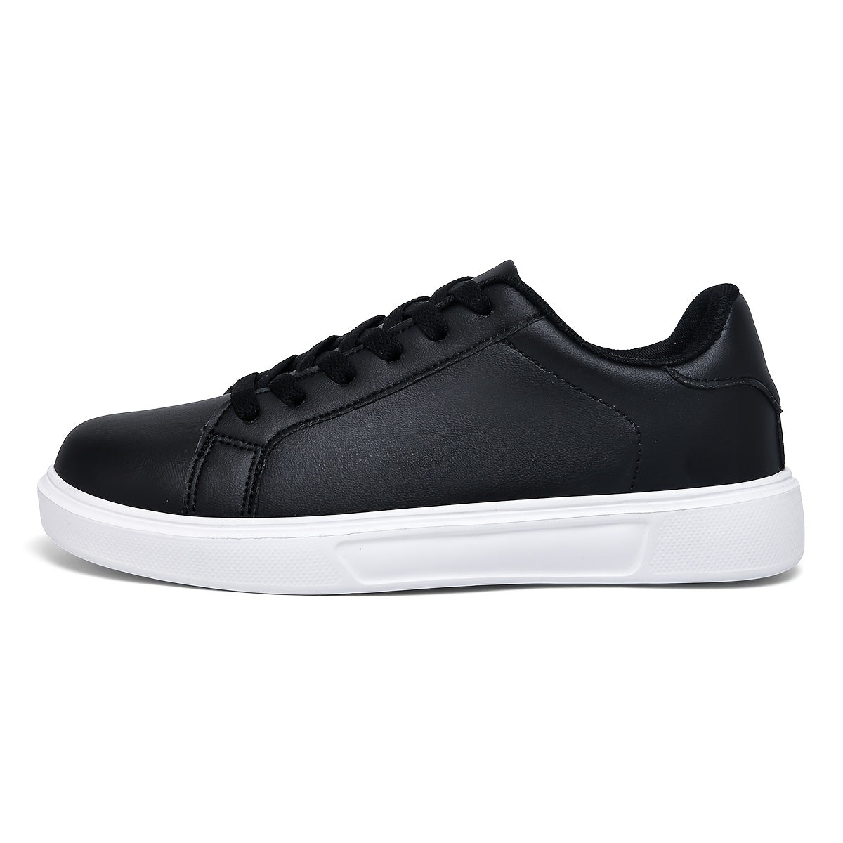 Women's Casual Fashion Lace-Up Sneakers, Black Versatile Flat Skate Shoes, Comfortable Lightweight Outdoor Running Shoes