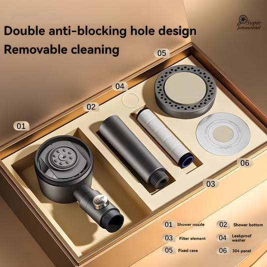 1pc German-Quality High-Pressure Handheld Shower Head with 5 Adjustable Water Flow Modes & Built-In Filter - Easy Wall-Mount Installation, Polished Finish - Ideal for Luxurious Bathroom Showers & New Year's Gift, Shower Acces