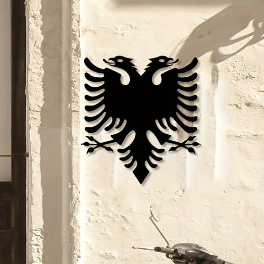 Elegant Black Metal Eagle Wall Sculpture - Laser-Cut Flag Design, Decorative Iron Art Plaque for Home, Porch, Garden Gate - Ideal New Home Gift, Outdoor Decor