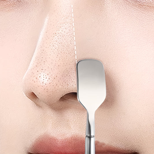 Double-Headed Stainless Steel Blackhead Shovel - Dual-Ended Nose & Stubborn Blackhead Remover Tool for All Light Beige Types, Safe Pore Cleaning & Removal, Gentle Facial Blackhead Extractor with Durable Design