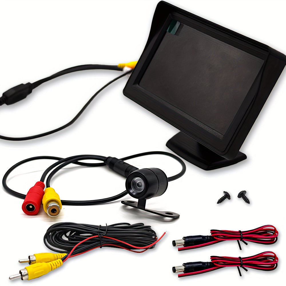 Car Rearview Reversing Camera 4.3-Inch Display LCD Monitor, Car Safety Parking Assistance Products, Reversing Camera to Help You Quickly And Safely Back Up, for Pickup Trucks, Rvs, Cars, Campers, Easy to Install, a Must for N