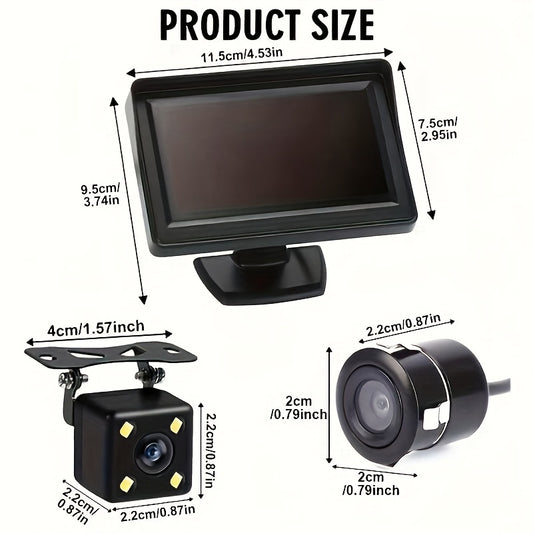 Car Rearview Reversing Camera 4.3-Inch Display LCD Monitor, Car Safety Parking Assistance Products, Reversing Camera to Help You Quickly And Safely Back Up, for Pickup Trucks, Rvs, Cars, Campers, Easy to Install, a Must for N