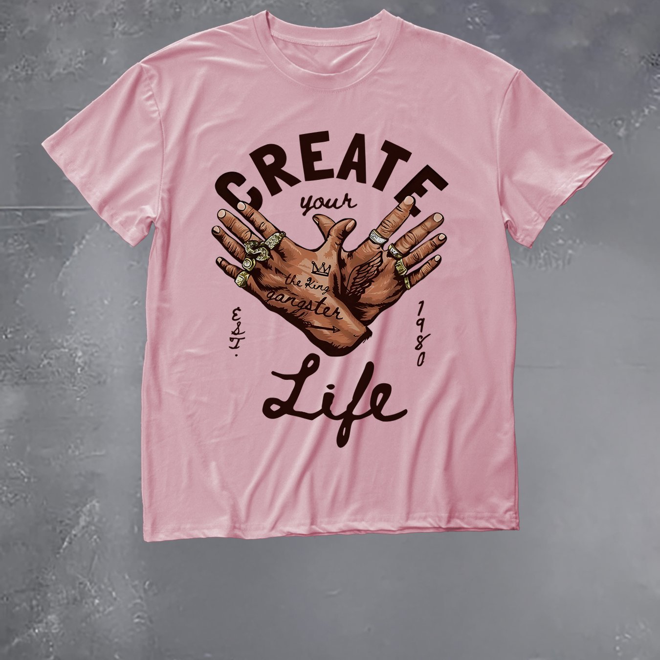 graphic print drop shoulder t-shirt, short sleeve crew neck casual top for spring & summer, Women's clothing