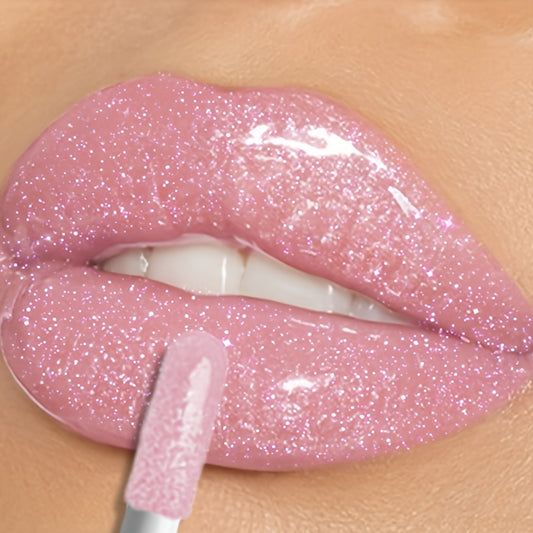 1pc KAFURIX Waterproof Pink Lip Glaze - Glossy Finish, Sparkle Shine, Long-Lasting, Non-Sticky Paste for All Skin Types, Easy Application