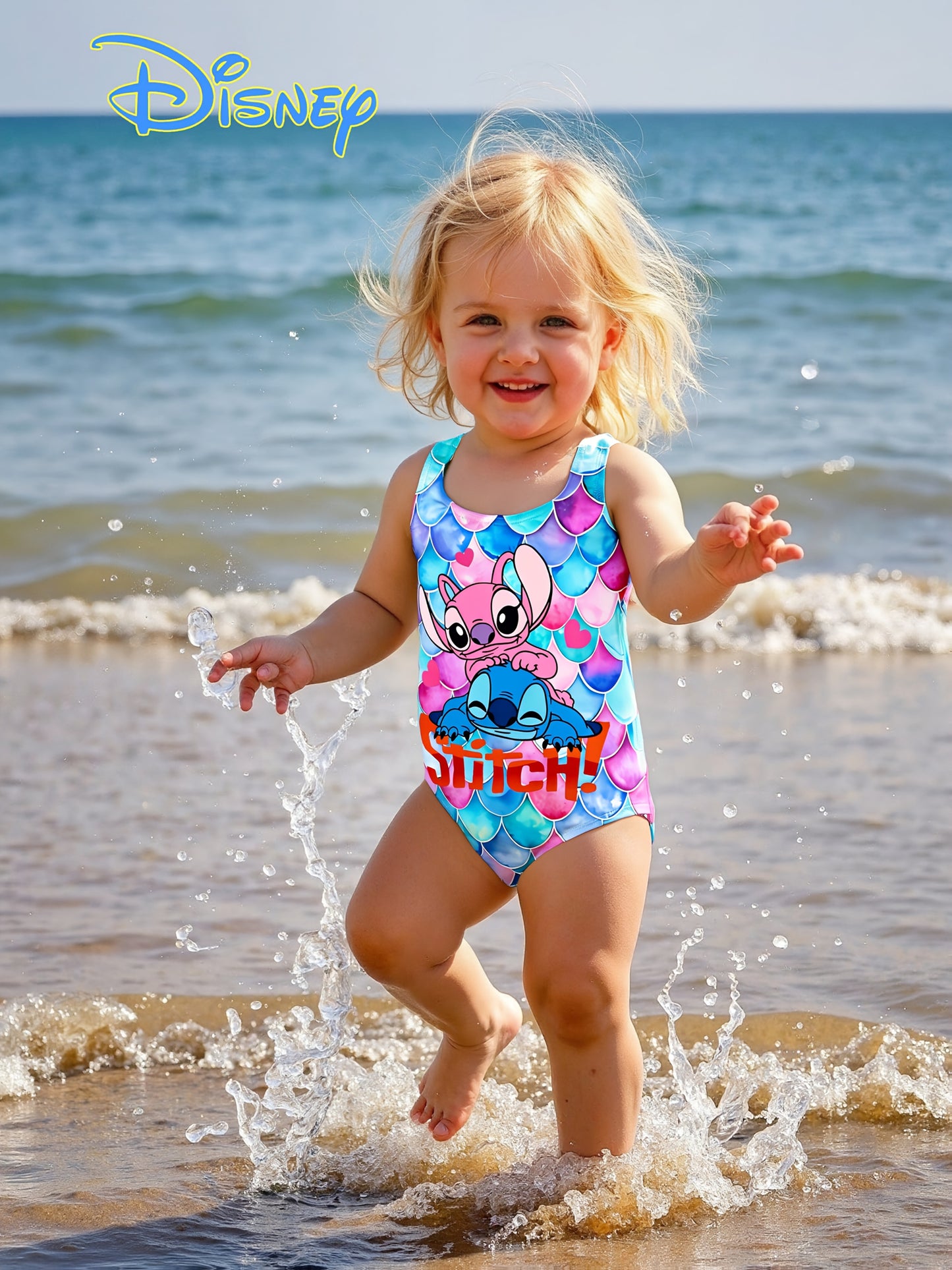 Random Print Stitch Hawaiian Style One-Piece Swimsuit - Simple and Stylish