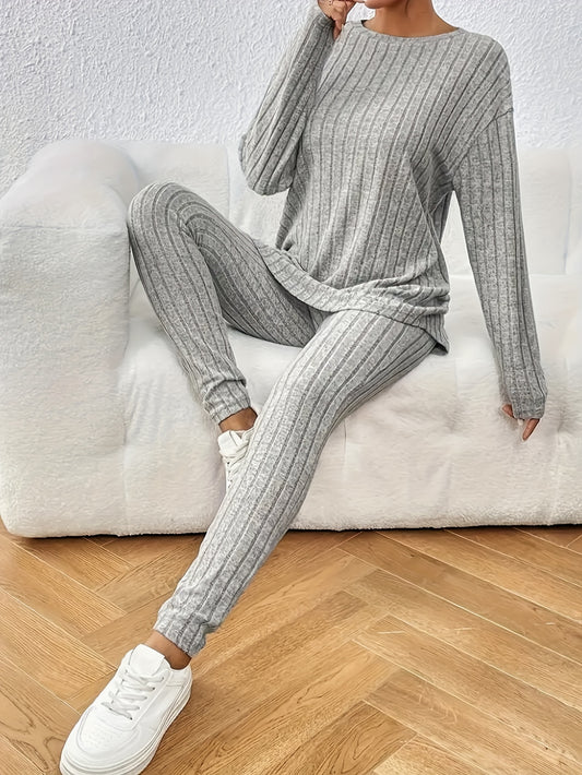 Autumn and Winter Large Size Women's Checkered Textured Fabric Home Suit