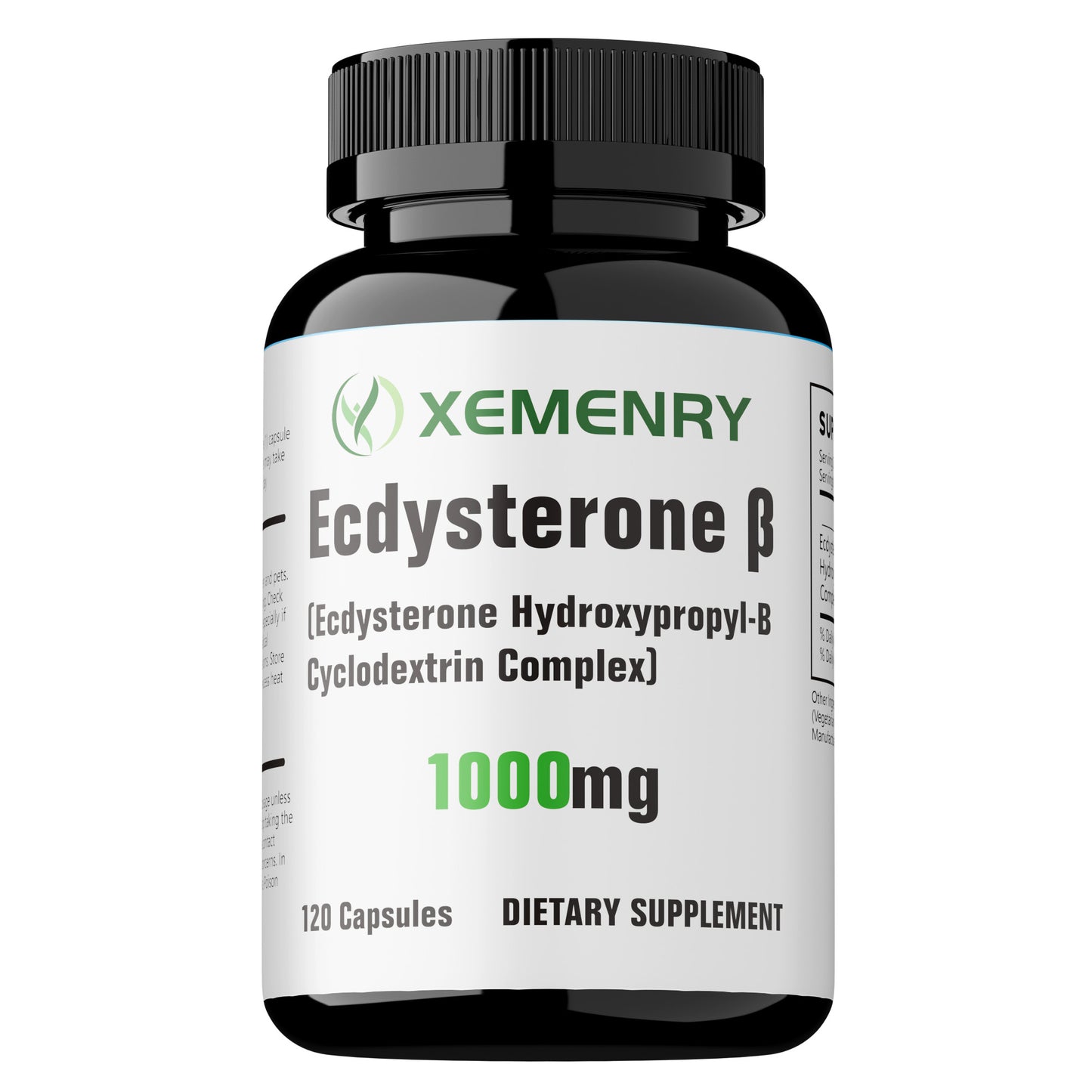 XEMENRY Ecdysterone Beta-Acetate Steroid Supplement, Cyclodextrin Complex, 1000 for MG, 120 Capsules Dietary Supplement, Performance Booster, Highpotency Formula, Convenient Packaging, Premium Quality, Pure Steroid Extract, A