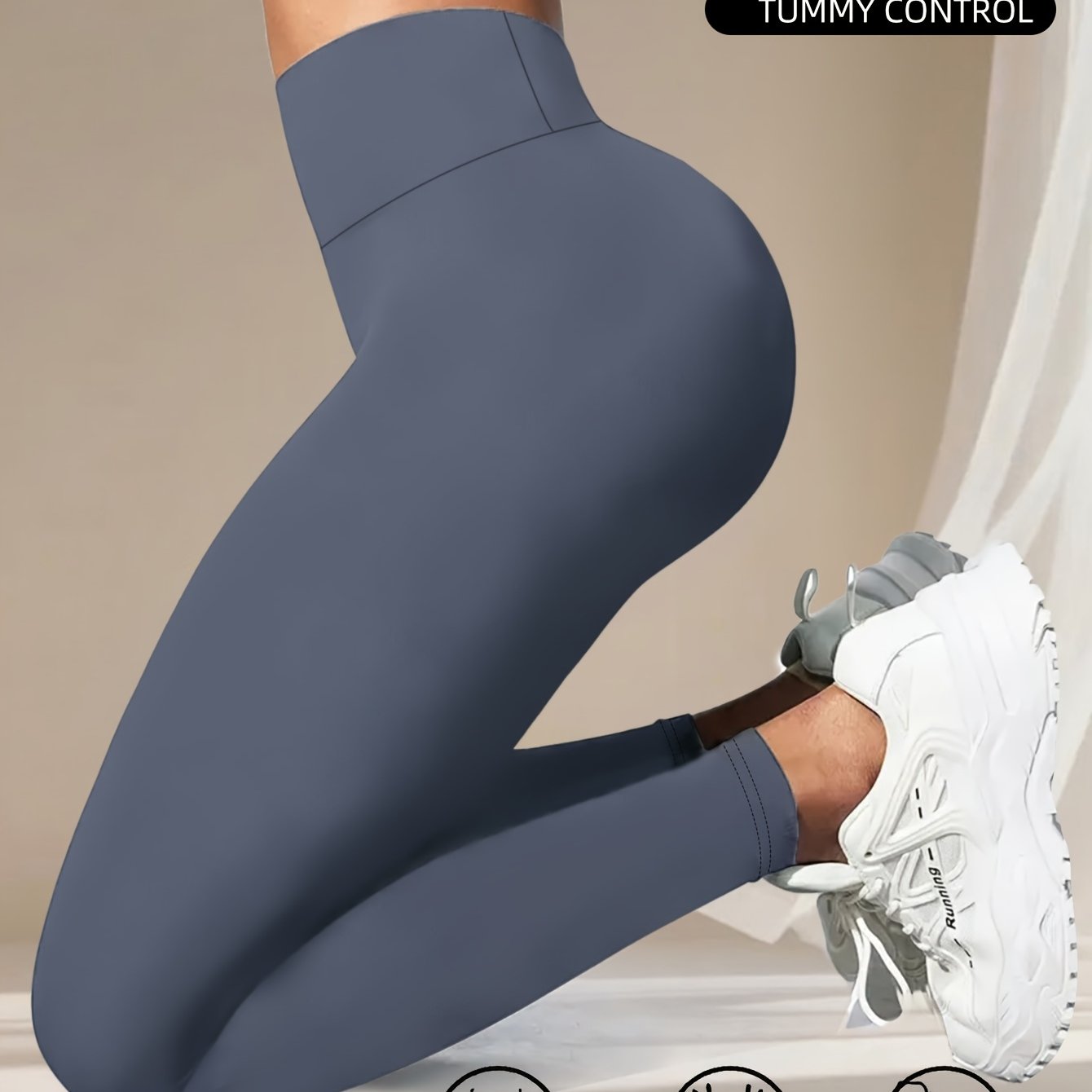 1pc Women's High-Waisted Yoga Leggings - Butt-Lifting & Tummy Control 7/8 Length Workout Pants, Breathable Medium-Stretch Fabric, Non-See-Through Solid Black for Fitness, Running, Yoga & Casual Wear, Yoga Pants
