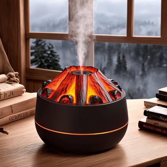 Volcano-like Humidifier with Glowing Base - USB-Powered Silent Operation, Dual Mist Modes (Strong/Weak), Compact Desktop Decor for Home, Office, Bedroom - Ideal Housewarming or Holiday Gift - Safe Low Voltage (36V), Volcano D
