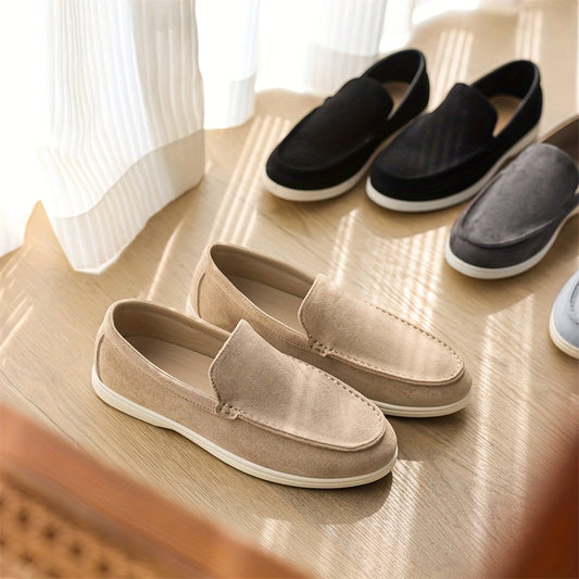 Men'S Slip-On Loafers - Lightweight Summer Shoes, Beige/Brown Formal & Casual Shoes, Easy Slip-On Closure, Synthetic Upper & Sole for Office, Vacation, Everyday - Minimalist British Style Dress Shoes, Office Footwear, Sleek D