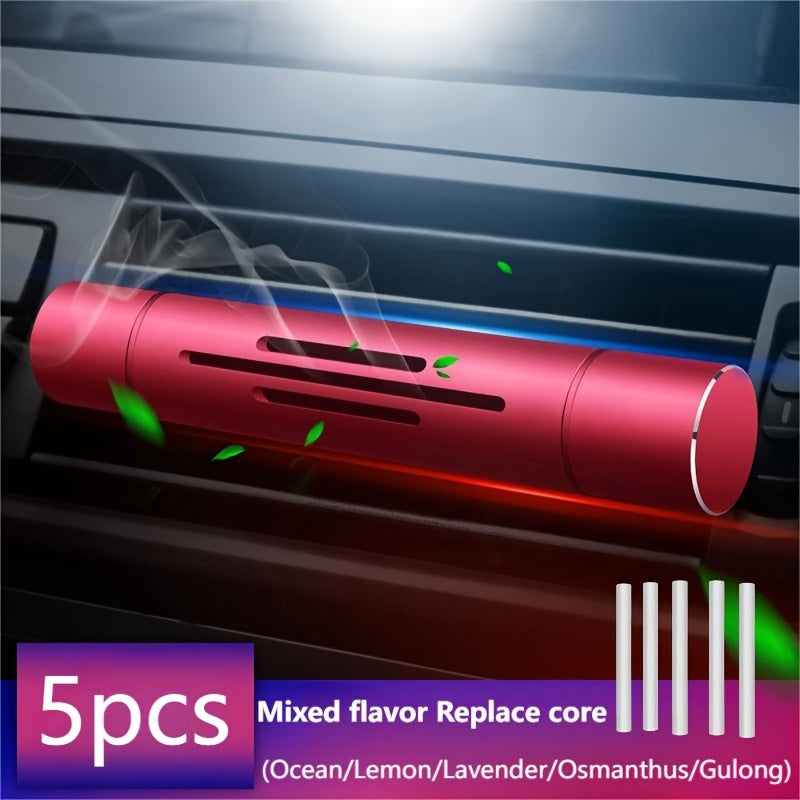 Car Air Freshener Set; Aromatic Stick Air Freshener Diffuser, (Includes 1 Diffuser And 5 Solid Mixed Fragrance Sticks).