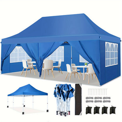 3x6m/3.05x3.05m Pop-up Tent With 6 Removable Side Walls Or 4 Removable Side Walls, With/without Sandbags, Style Optional, Suitable For Party Weddings, Garden Pavilion For Beach Wedding Camping Instant Awning, Upgraded Roof, W