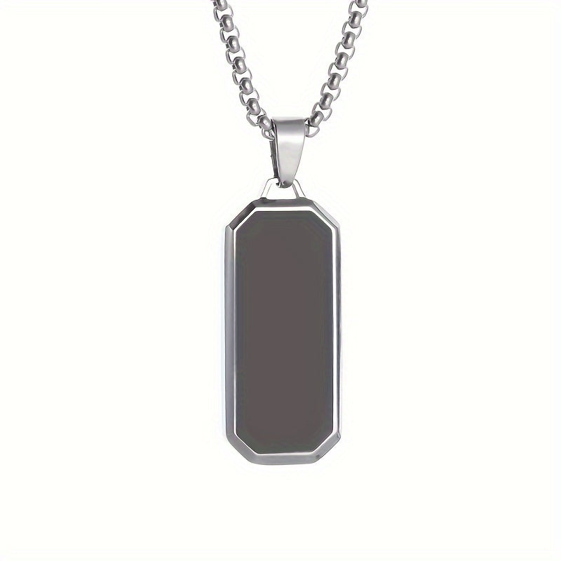 Elegant Men's Necklace with Sophisticated Black Drip Oil Pendant - Unique Geometric Design, Perfect for Every Occasion, Elegant Necklace