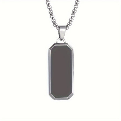 Elegant Men's Necklace with Sophisticated Black Drip Oil Pendant - Unique Geometric Design, Perfect for Every Occasion, Elegant Necklace