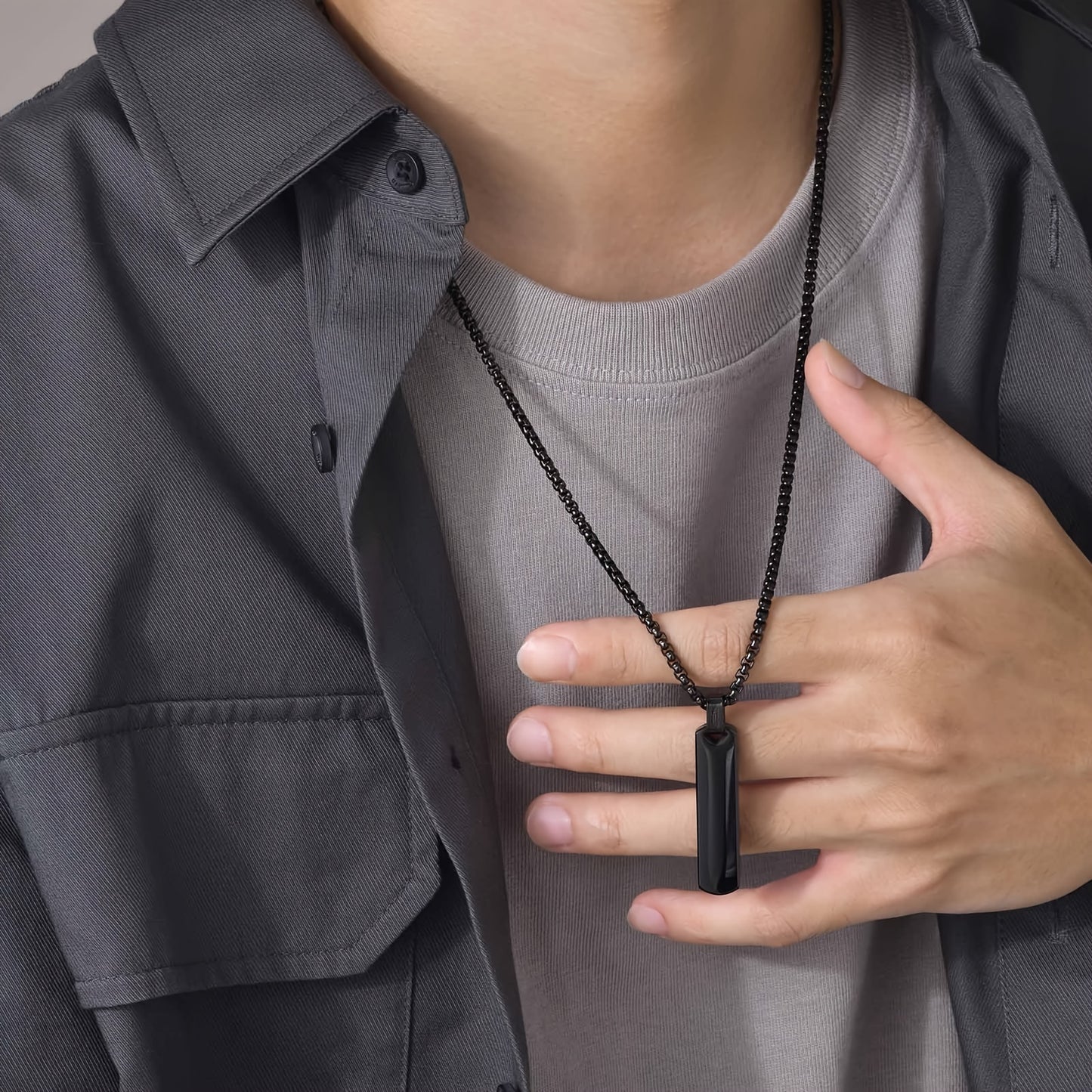 Letter Necklace Pendant Made of Stainless Steel, Featuring a Laser-Etched Design of 26 Letters, Polished for a Stylish 3D Rectangular Look, Suitable for Men.