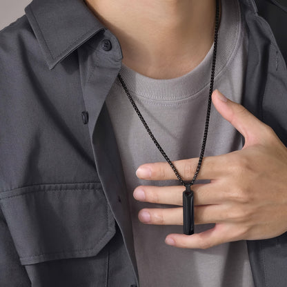 Letter Necklace Pendant Made of Stainless Steel, Featuring a Laser-Etched Design of 26 Letters, Polished for a Stylish 3D Rectangular Look, Suitable for Men.