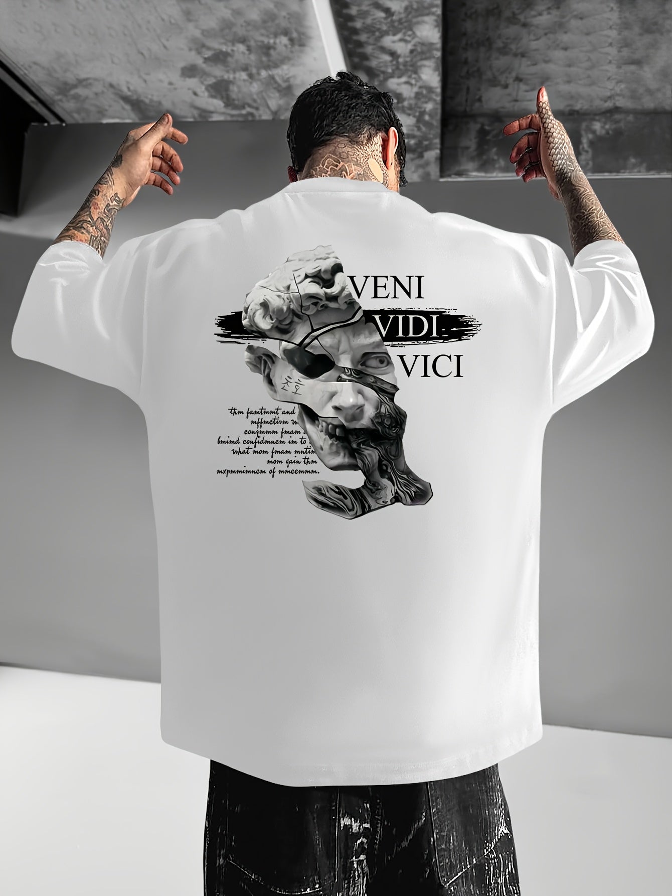 Men'S Casual Crew Neck T-Shirt, Loose Fit, Graphic Print, Polyester, Short Sleeve, Summer Streetwear Tee, Daily Tshirt | Bold Streetwear | Graphic Print Tee