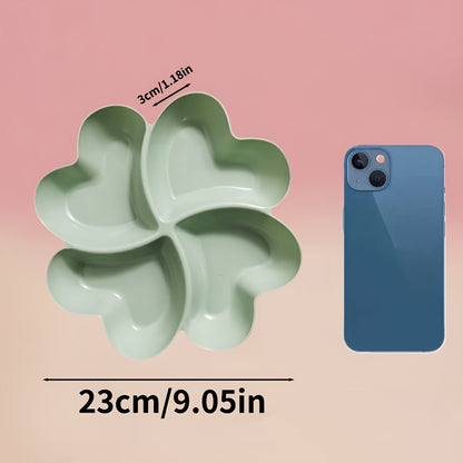 1 Heart-Shaped Food-Grade Plastic Divided Tray - Multi-Use Snack, Dessert, Fruit Serving Plate for Living Room and Coffee Table - Ideal for Parties, Weddings, and Coffee Shops, Coffee Table Decor | Modern Serving Tray | Durab